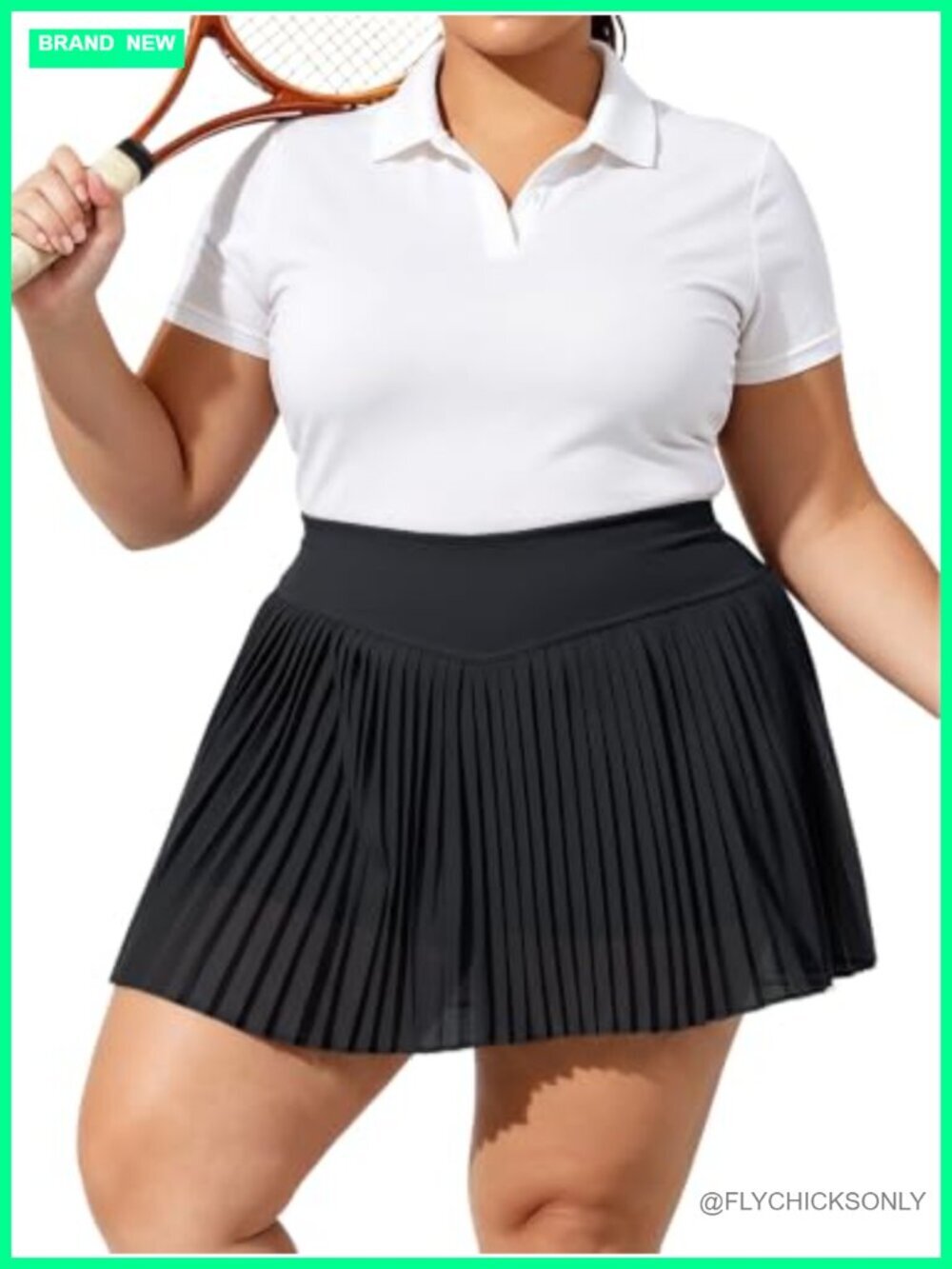 Plus Size High Waisted Pleated Tennis Skort with Pockets & Shorts